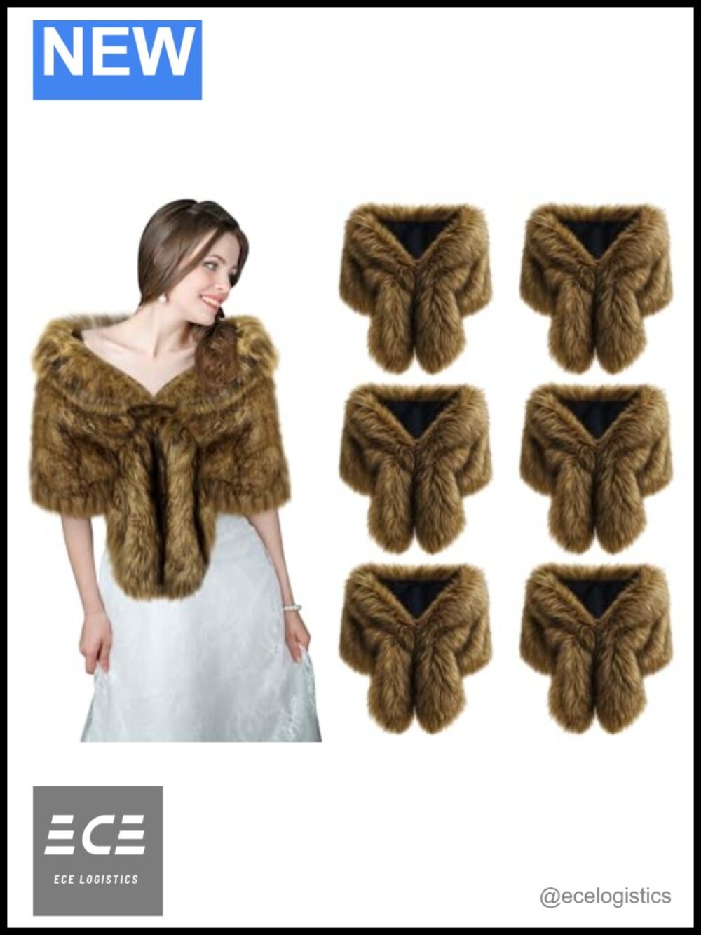 Faux Fur Shawl Wrap Stole Shrug Winter Scarf Cape Set of 6